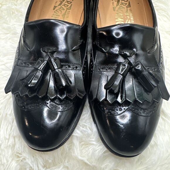Salvatore Ferragamo Men’s Leather Black Kiltie Tasel Loafers 6.5D /Womens 8.5 main image 7